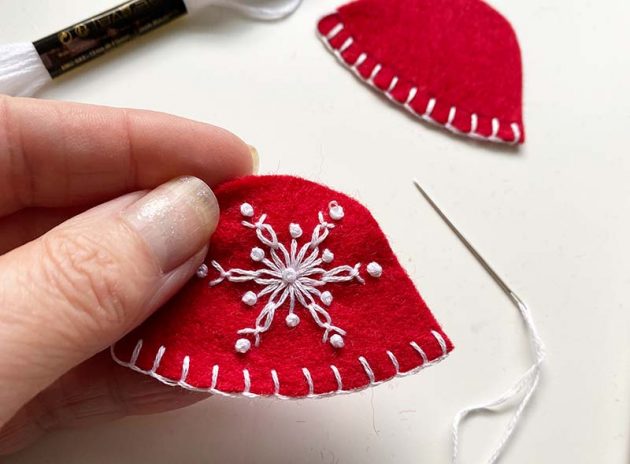 snowflake embroidery on felt
