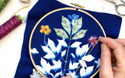 Stitching Sun Prints: cyanotype embroidery fun!
