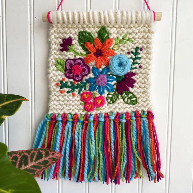 bright embroidered tapestry