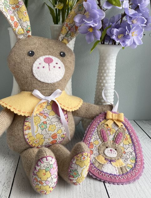 stuffed bunny and appliqué