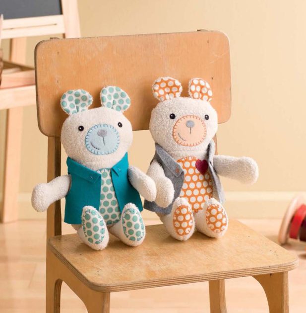 stuffed bears on chair